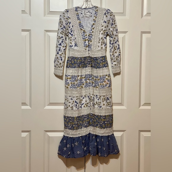 NEW Anthropologie Roberta Midi Dress Floral Bohemian - Picture 2 of 4